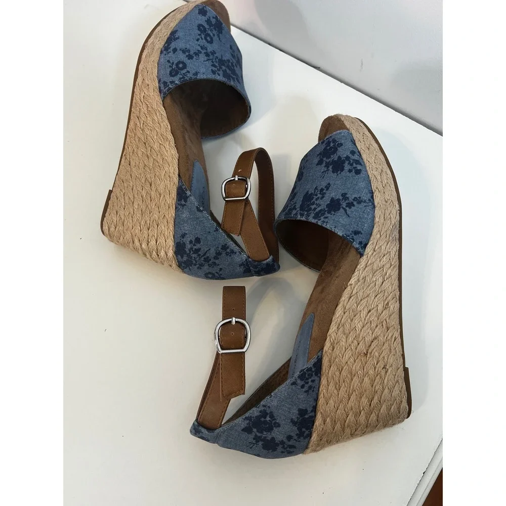 Style & Co Women SELEENEY Faux Leather Open Toe Wedge‎ Sandals Size 10.5 NIB